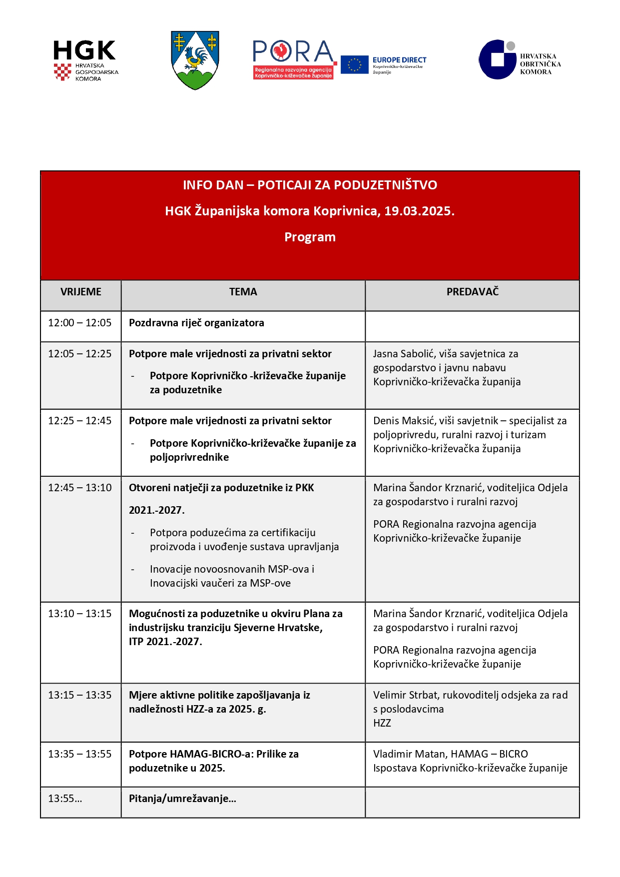 Program Info-dana - poticanje poduzetništva